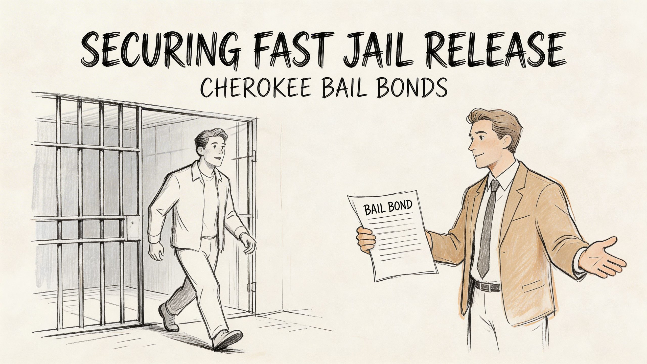 A professional bail agent helping a person get released from jail at Cherokee Bail Bonds.