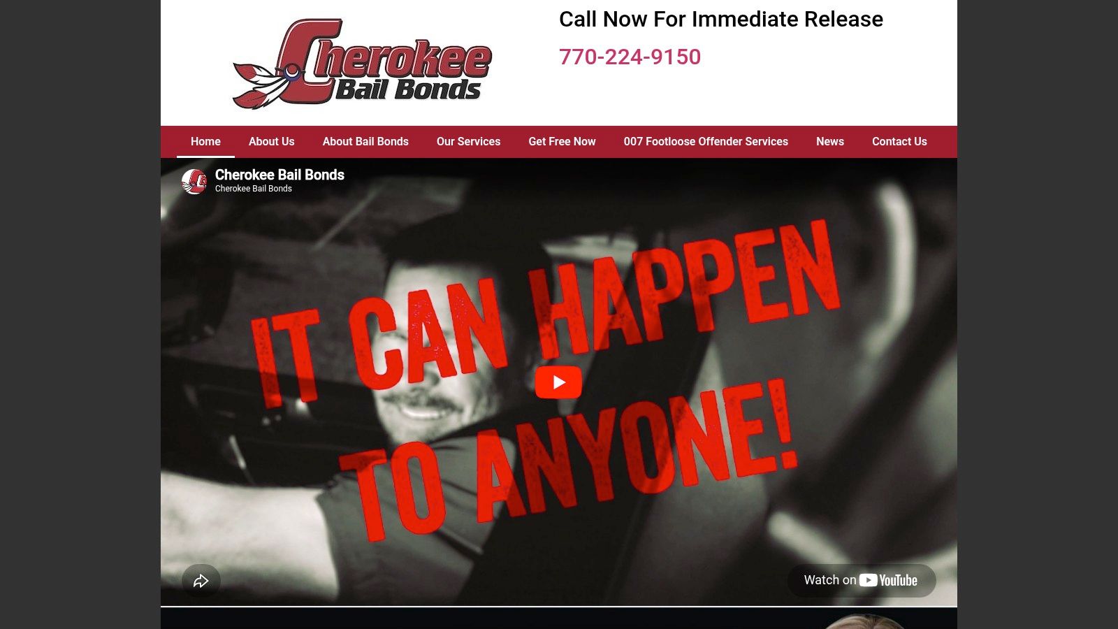 Screenshot from https://bailbondscherokee.com